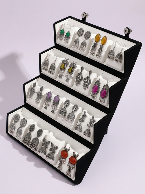 Rang Mahal Collection : Set of 16 Oxidize Earring